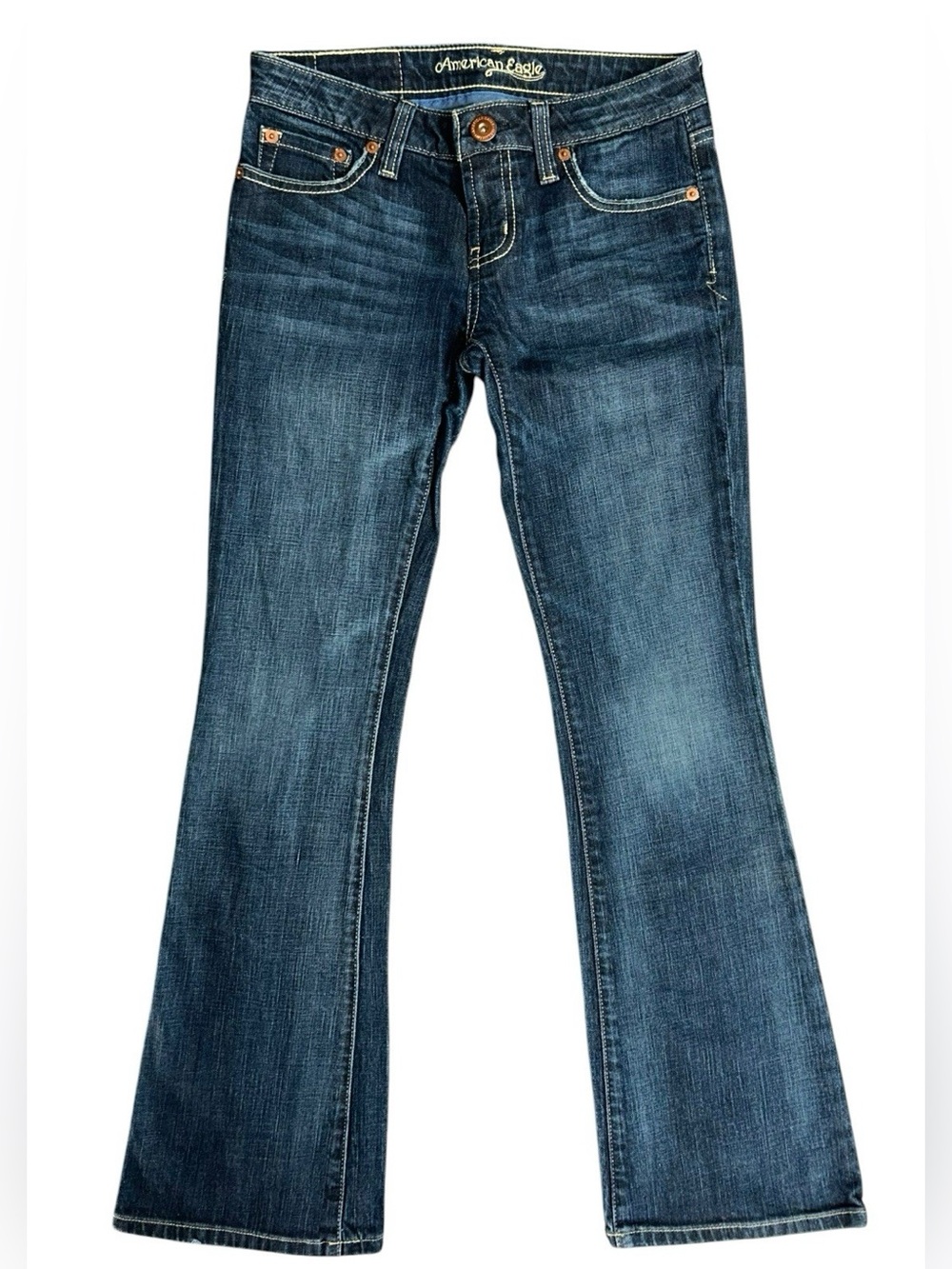 Vintage American Eagle Hipster Dark Wash Denim Boot Cut Jeans Women’s 0 Short